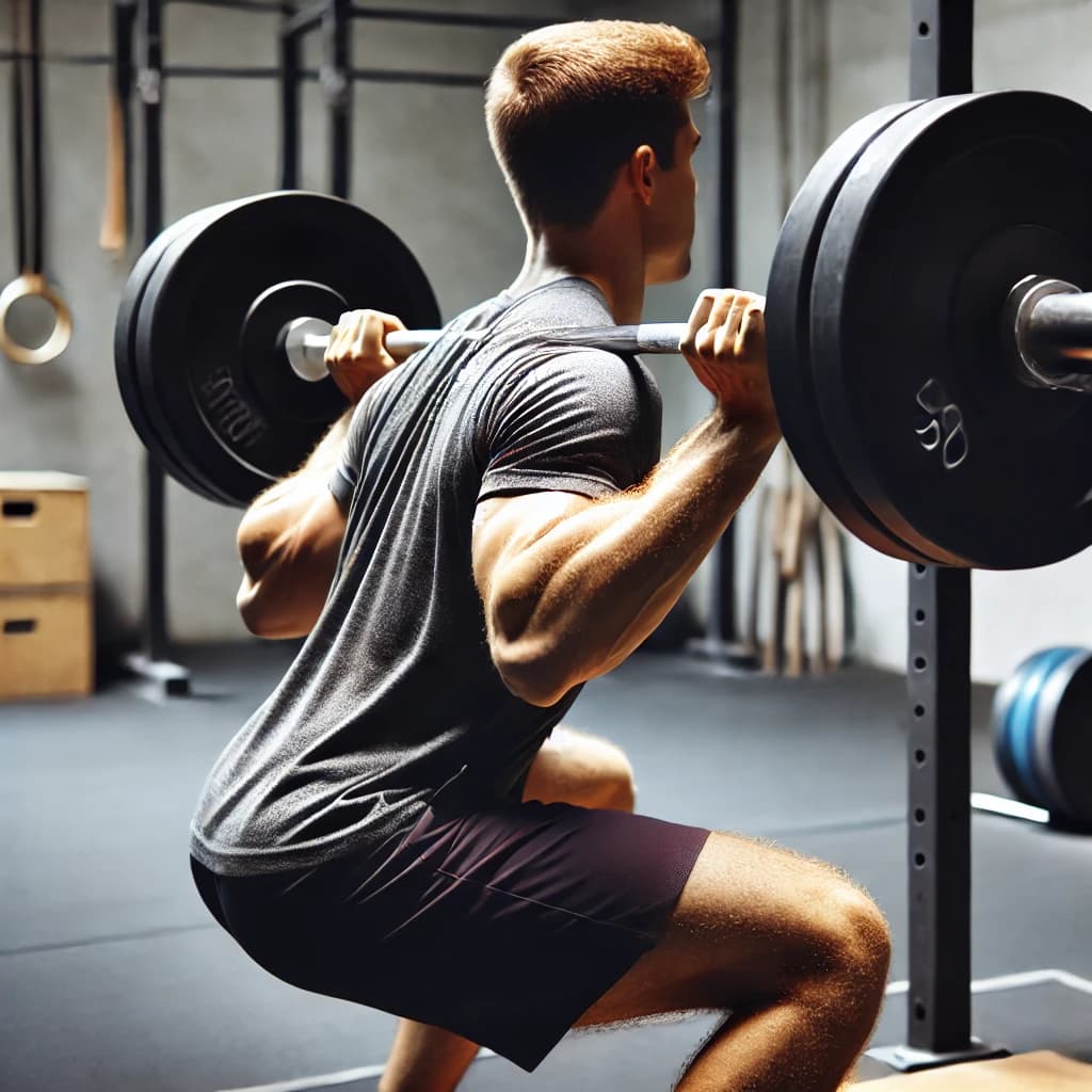 A person lifting weights focusing on hypertrophy training.